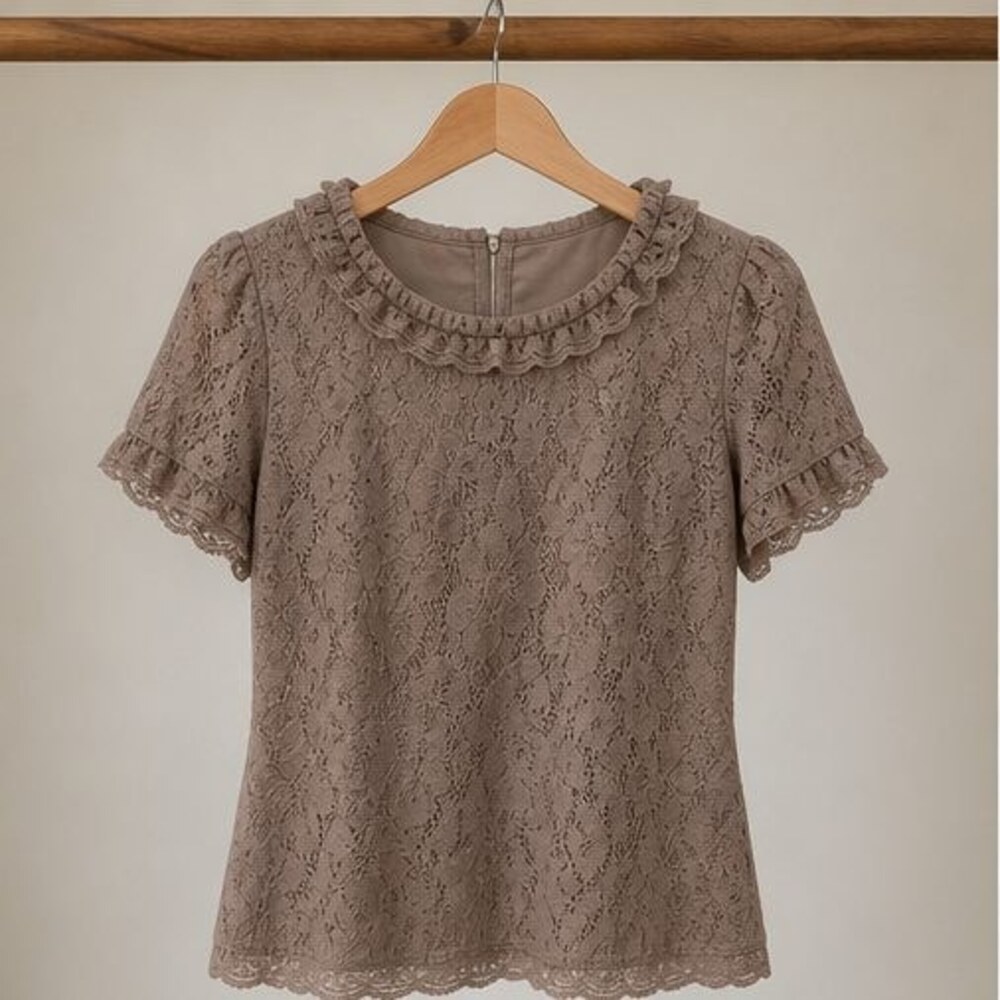 Taupe V Neck Top